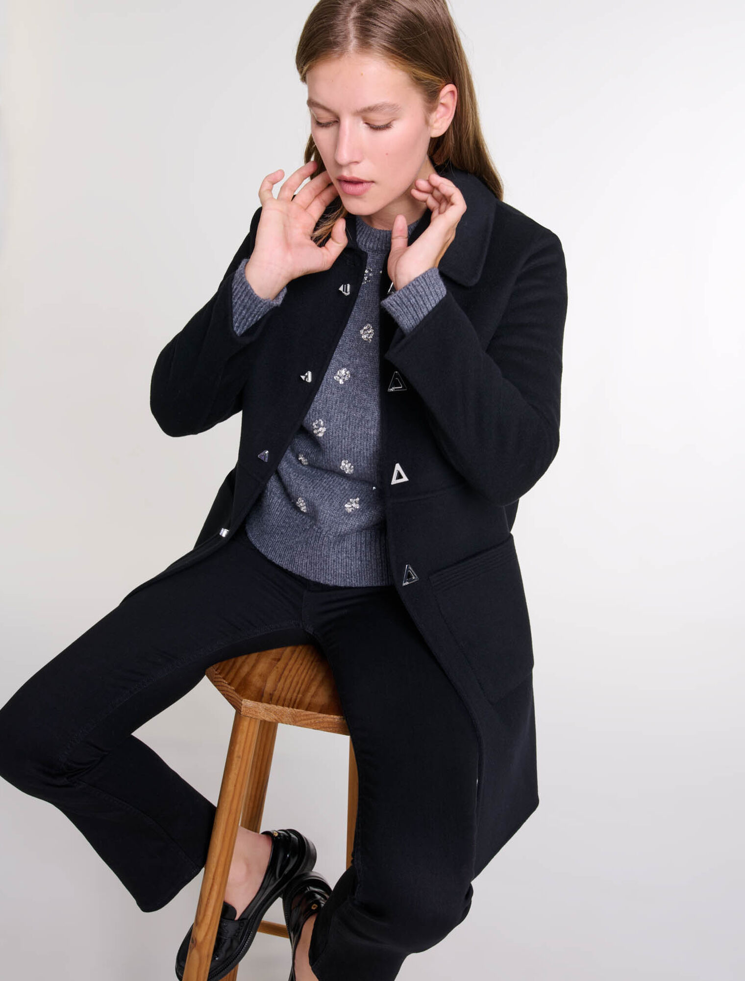 Manteau mi-long ceinturé