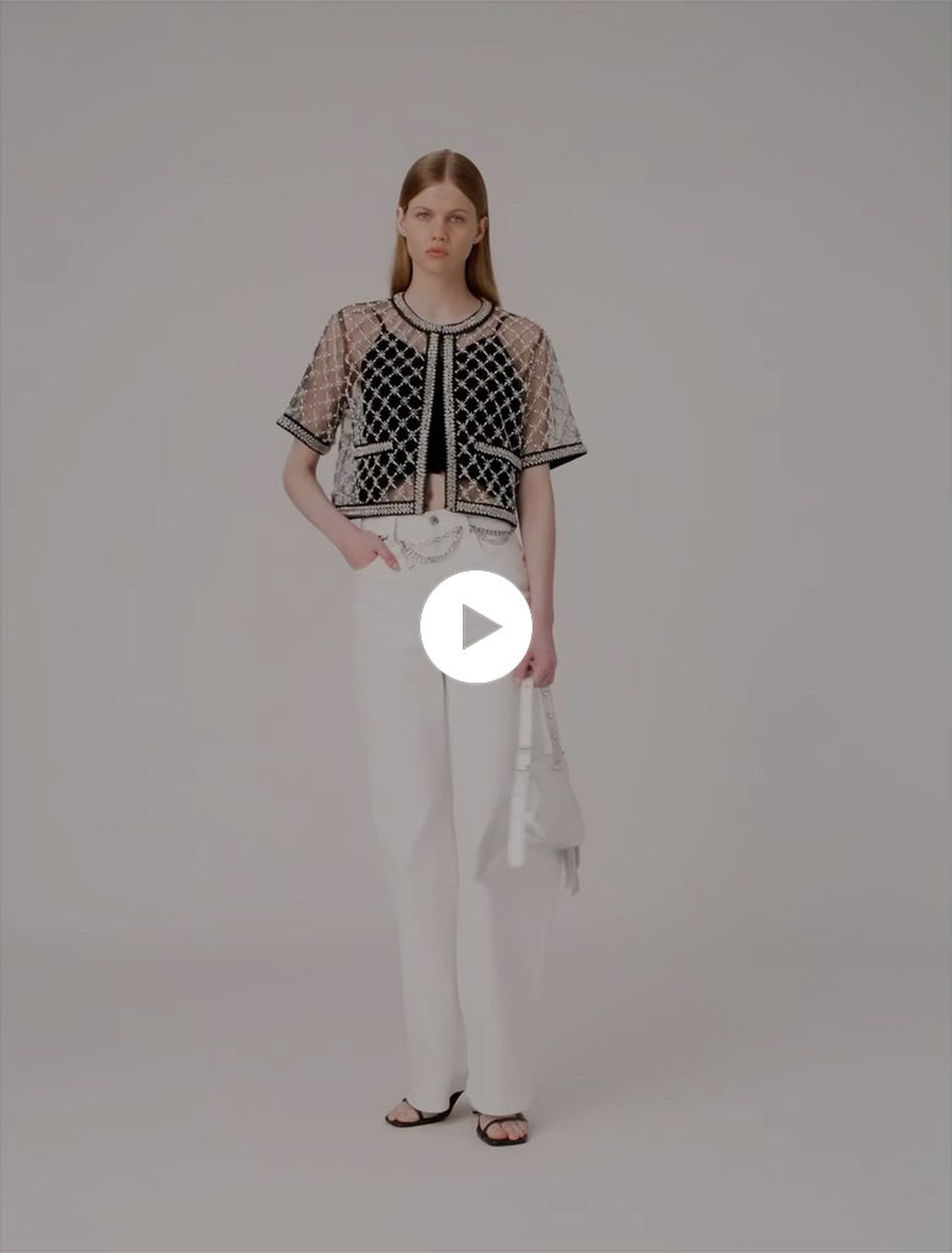 Top en tulle brodé