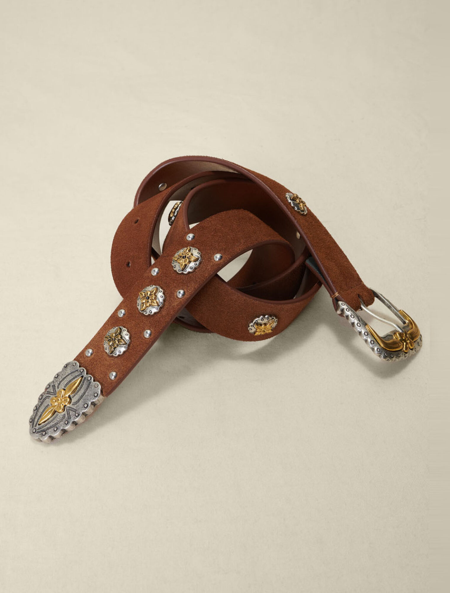 Ceinture western en cuir suédé