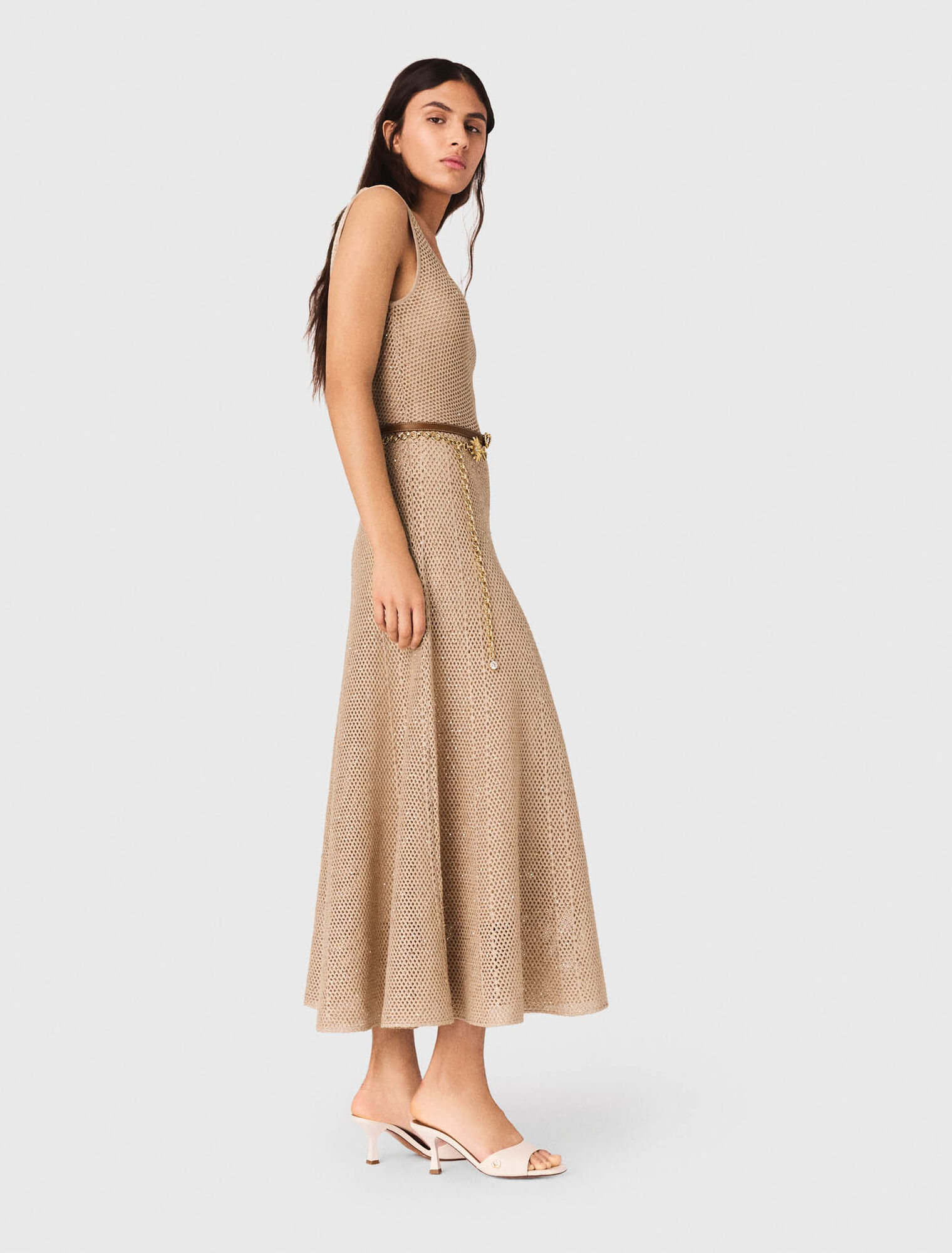 Robe longue en maille strass&eacute;e