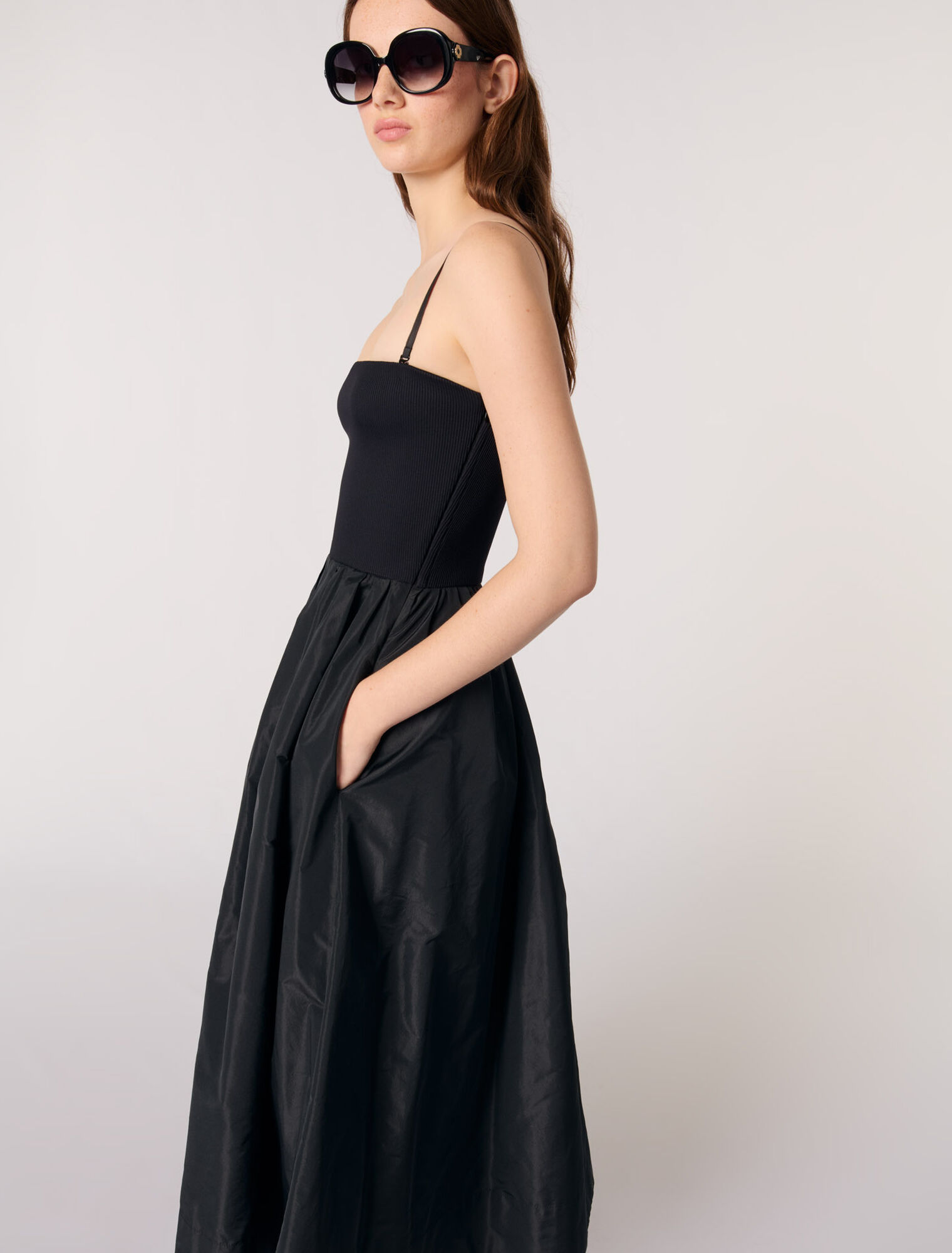 Robe bustier en maille et taffetas