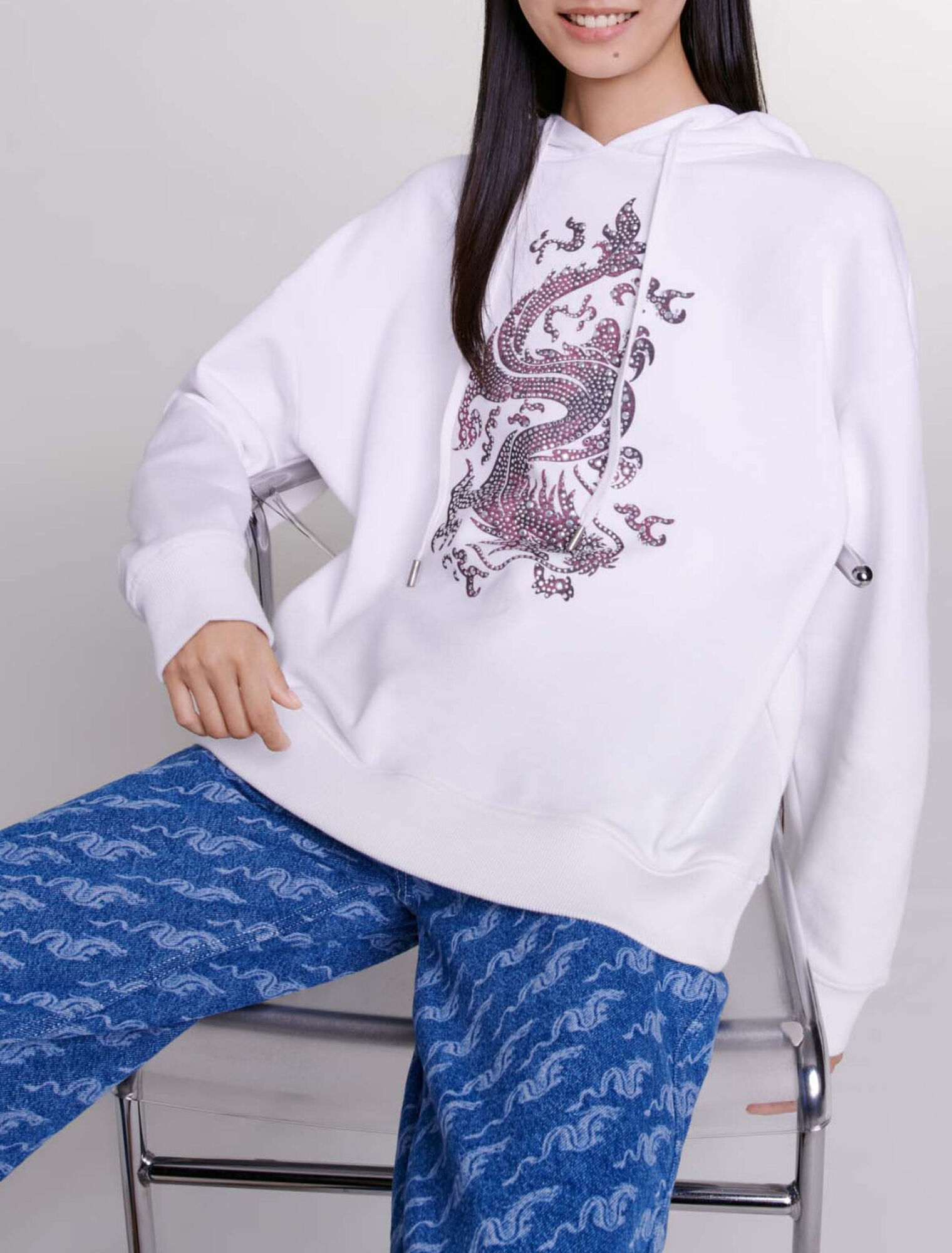 Sweatshirt oversize à strass