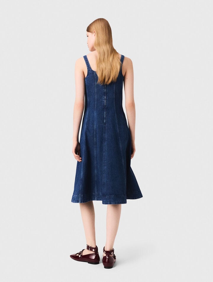 Robe &eacute;vas&eacute;e longue en denim