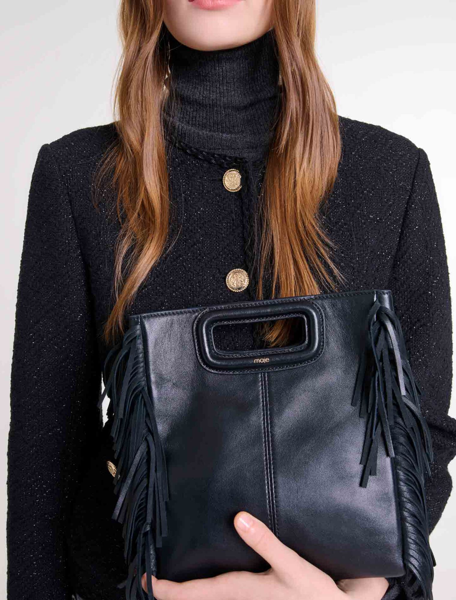 Sac M en cuir à franges