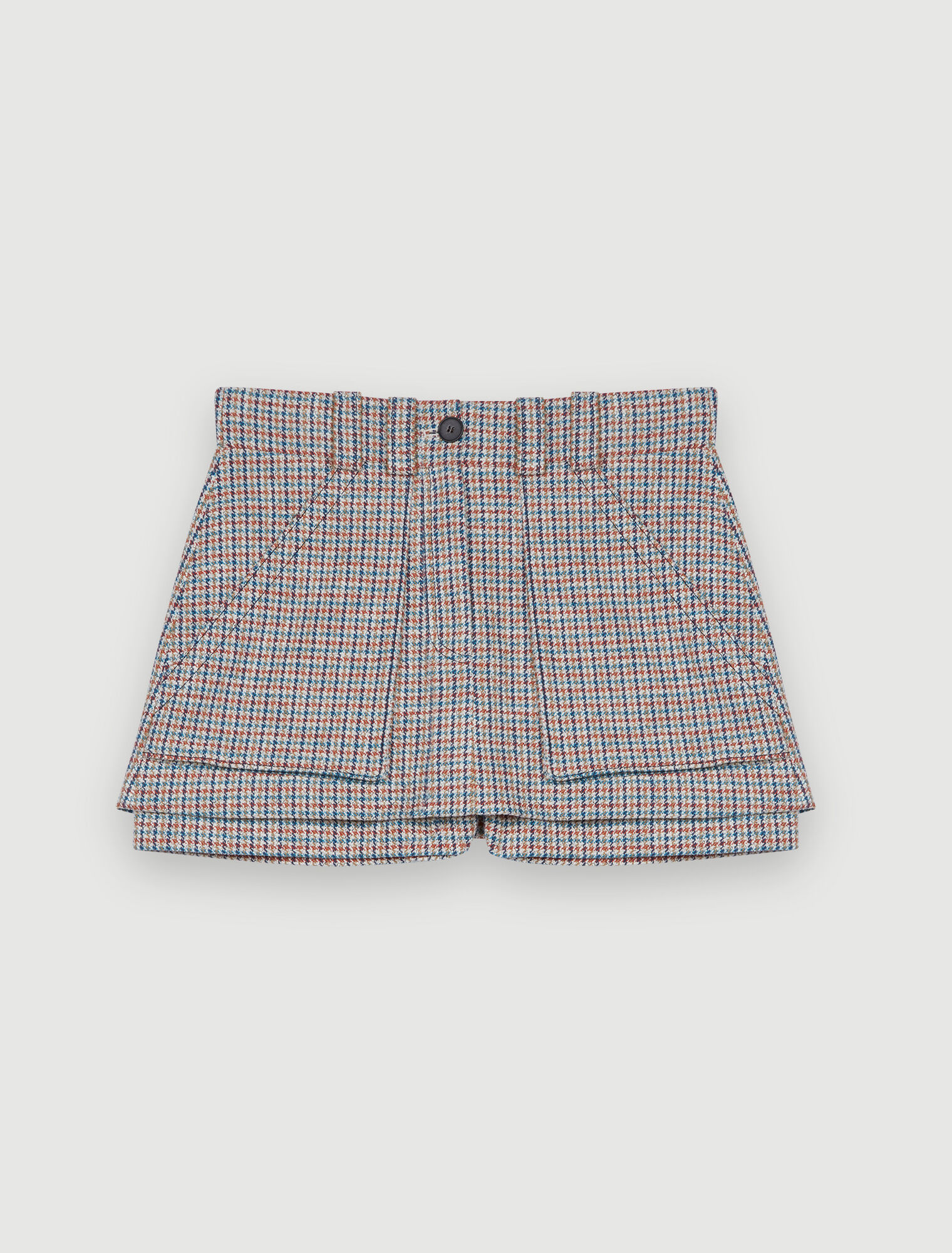 Short trompe-l'œil à motif pied de poule