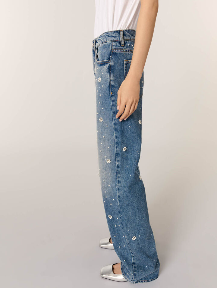 Jean large brodé