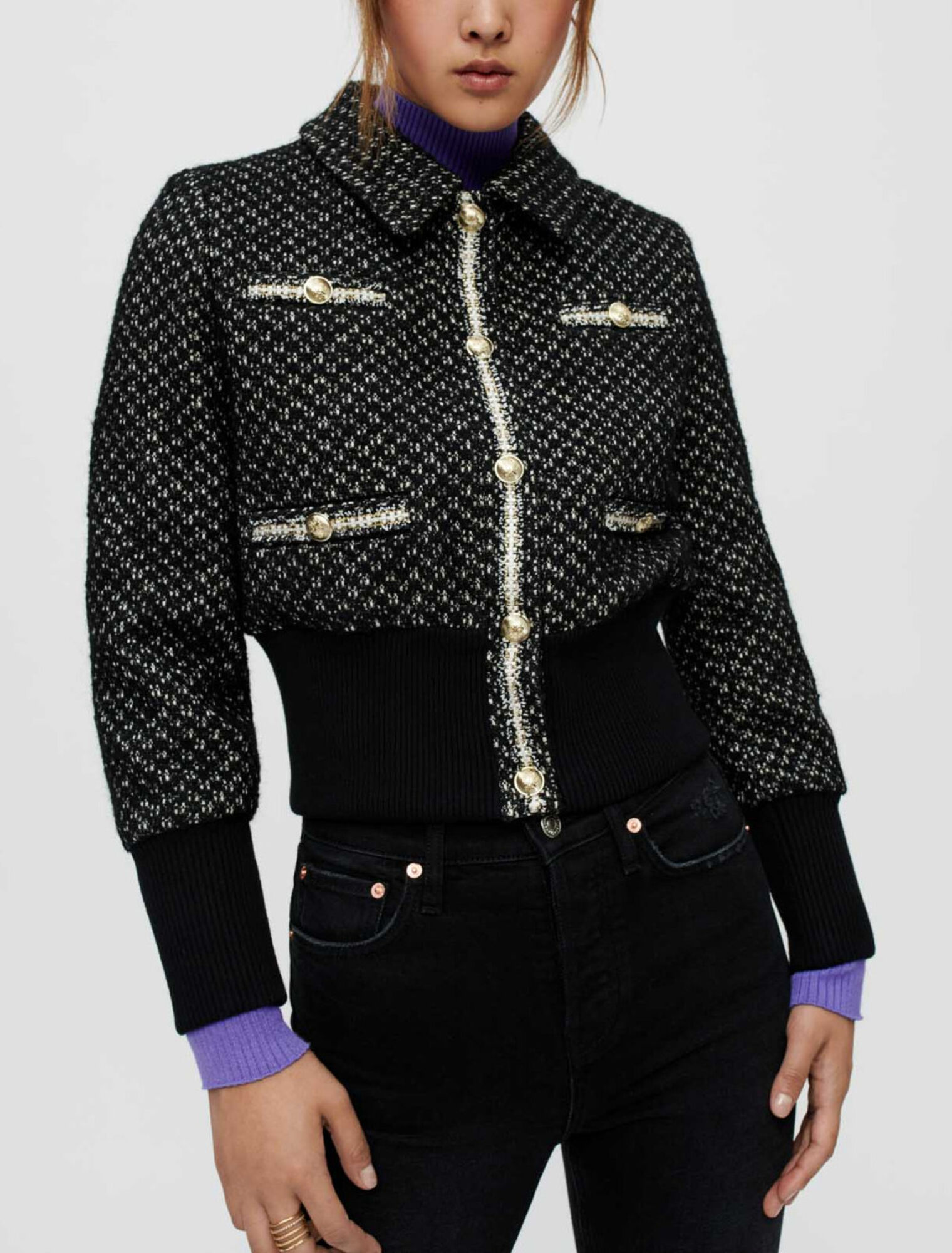 Blouson en tweed resserré en bas