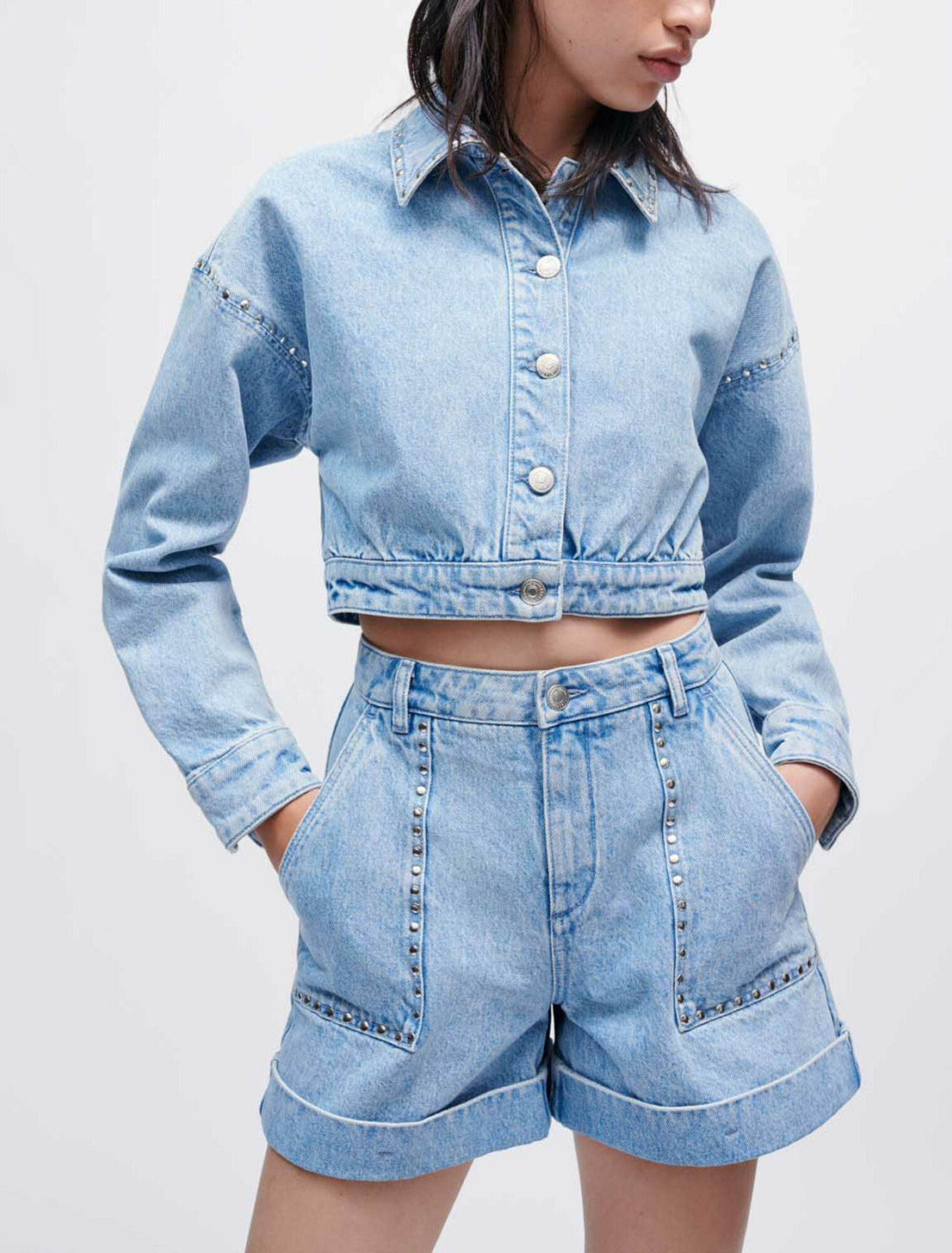 Blouson en jean à studs