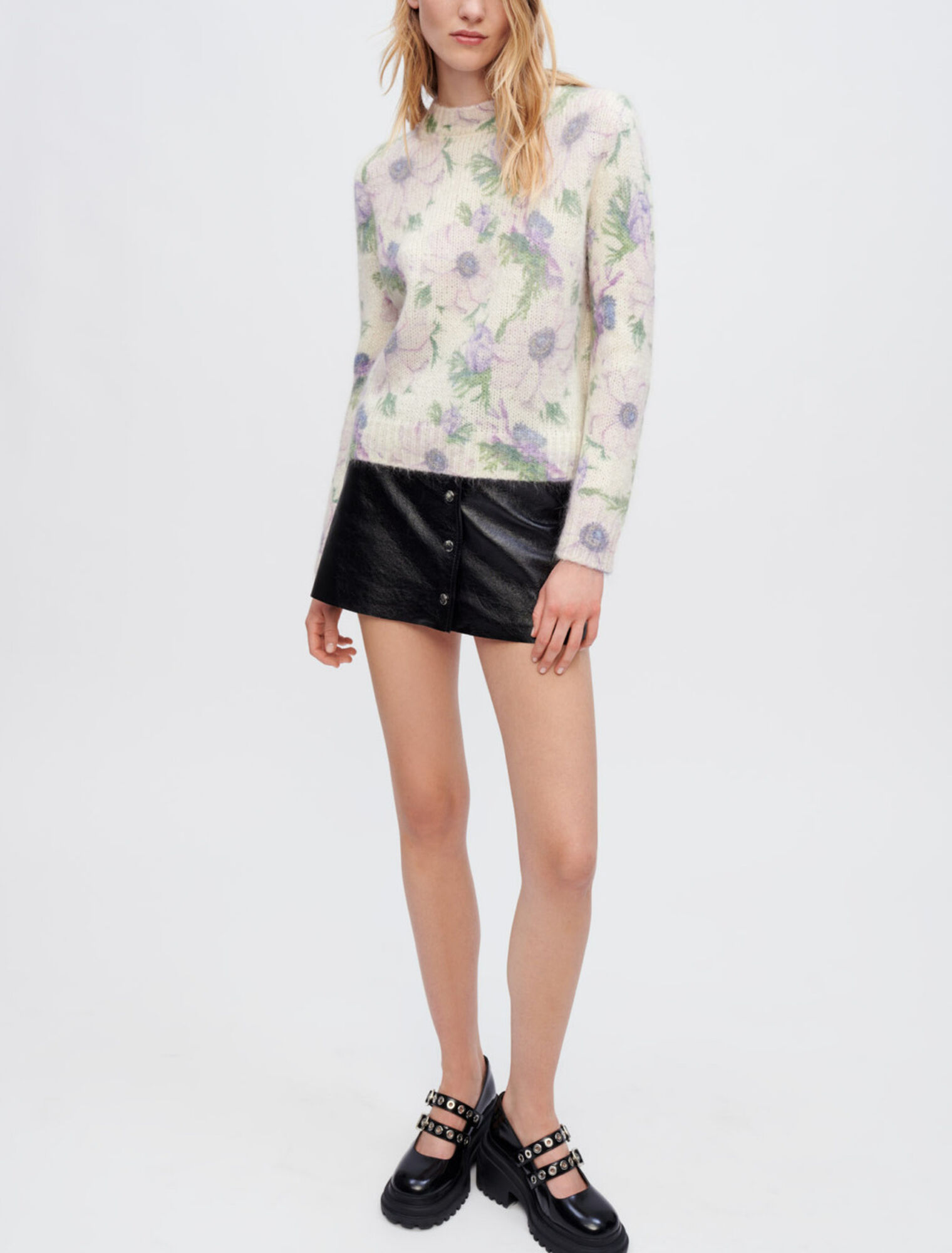 Pull en jacquard Flower fluffy