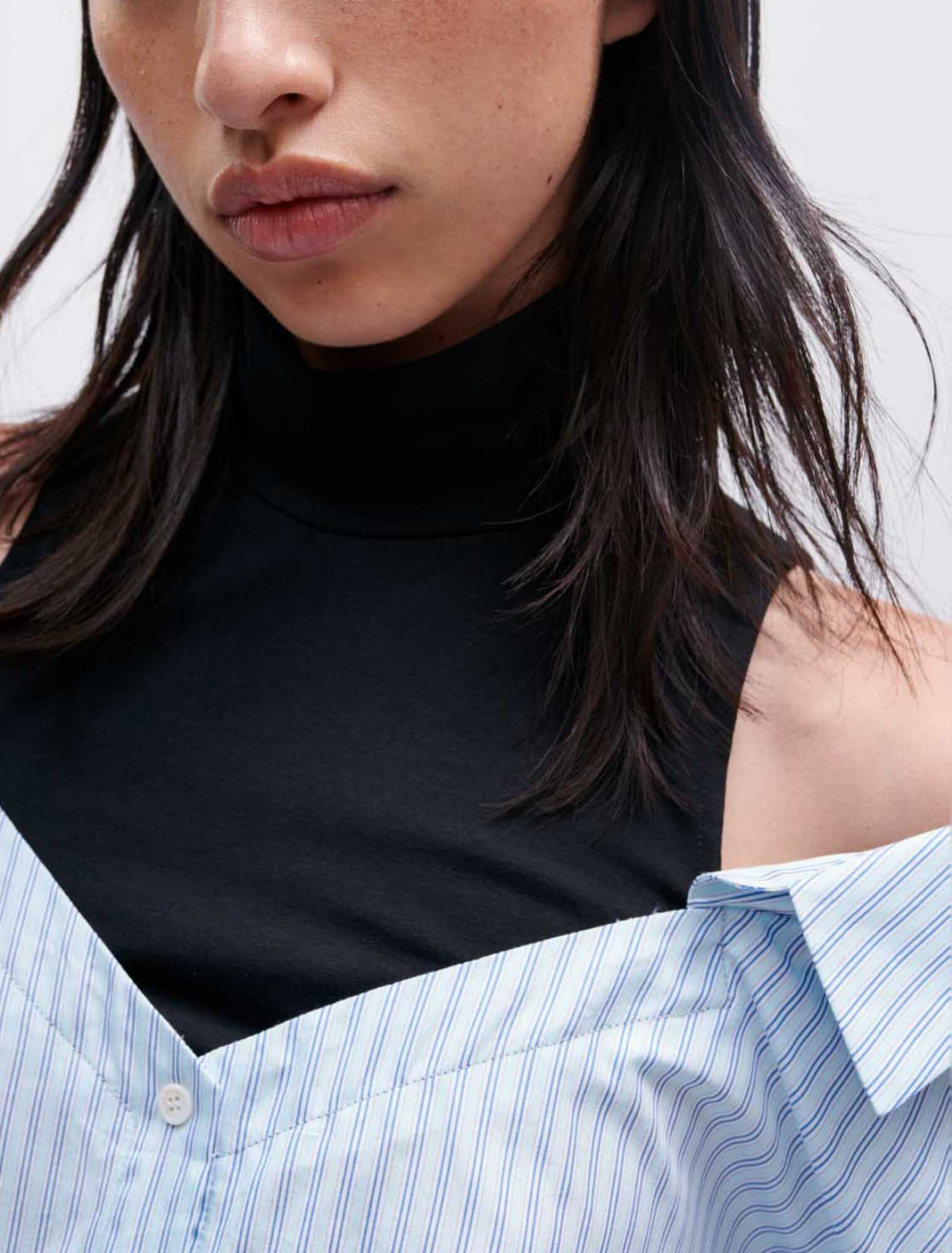 Robe chemise trompe-l'œil à rayures