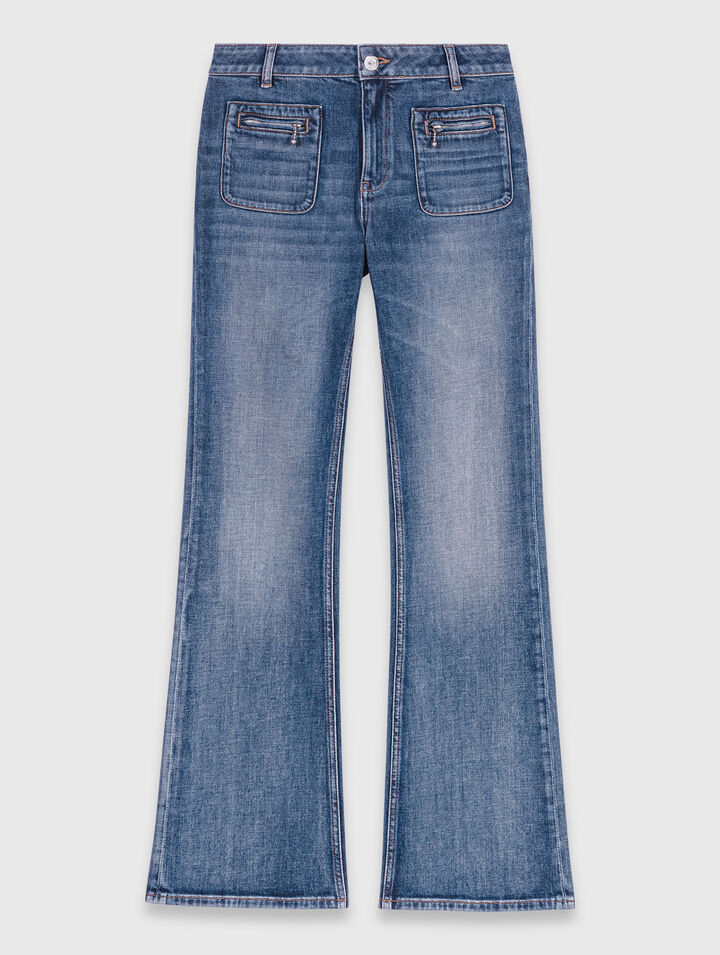 Jean bootcut à poches zippées