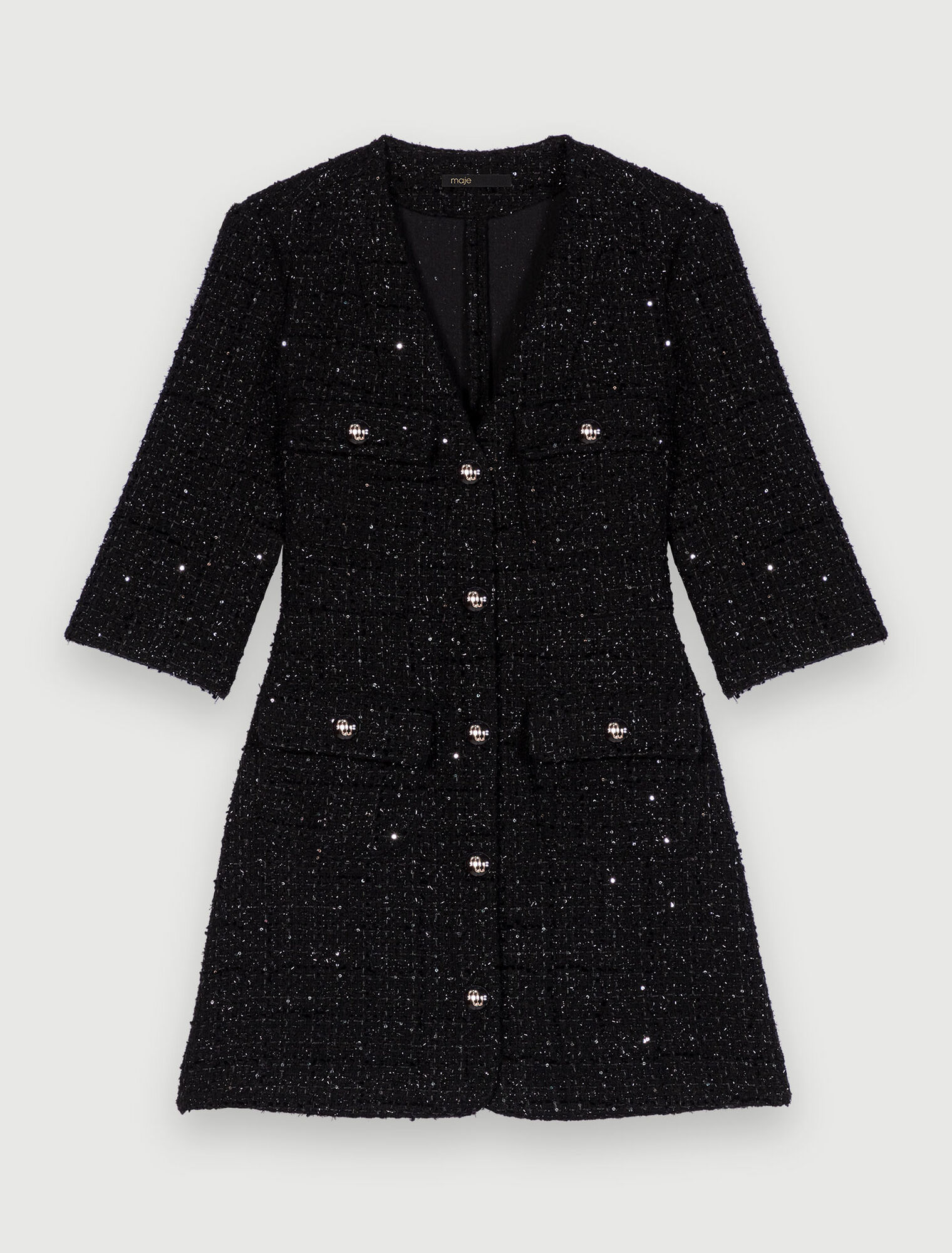 Robe courte structurée métalisée