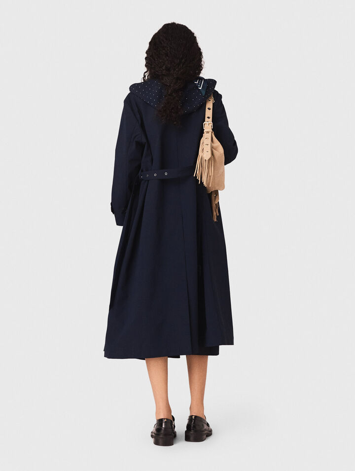 Trench &agrave; capuche strass&eacute;e amovible