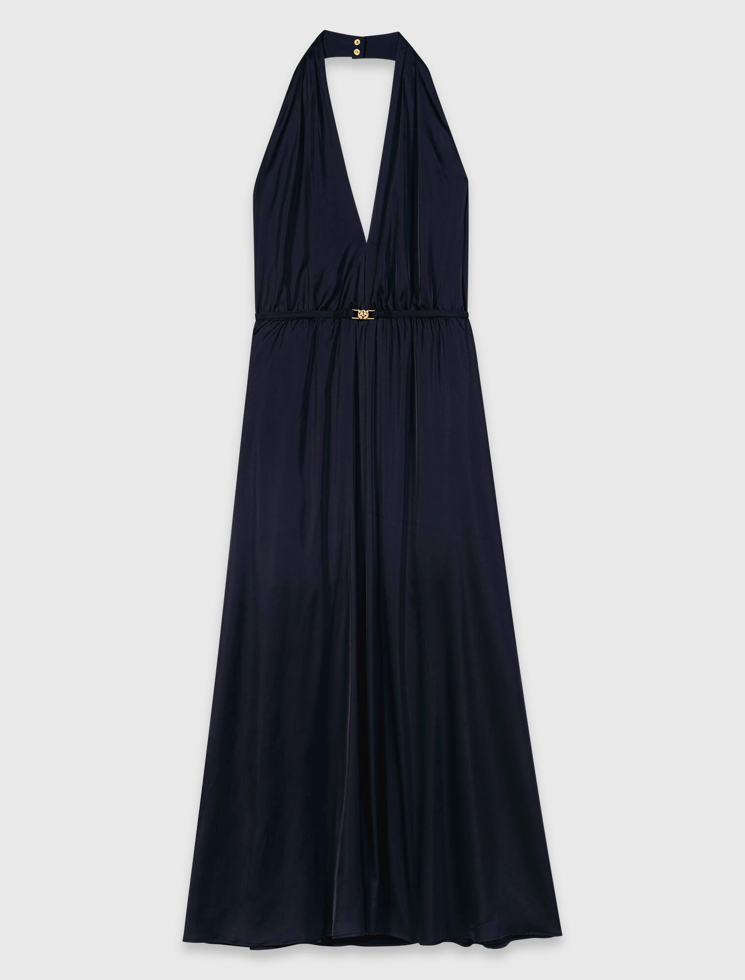 Robe longue pliss&eacute;e dos nu