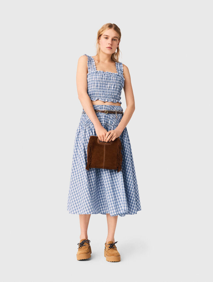 Top smock&eacute; en coton strass&eacute;