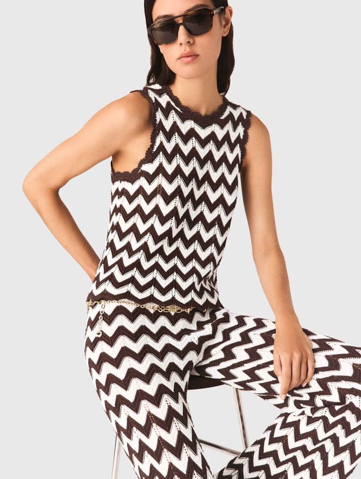 Top en crochet &agrave; motif zigzag
