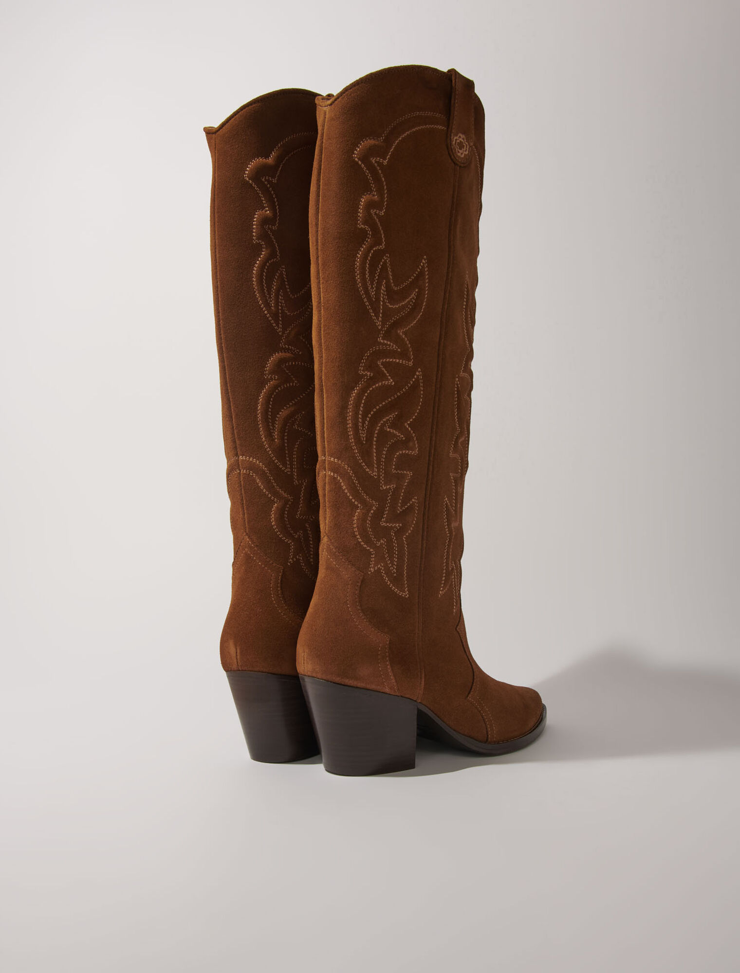 Bottes santiags en cuir suédé