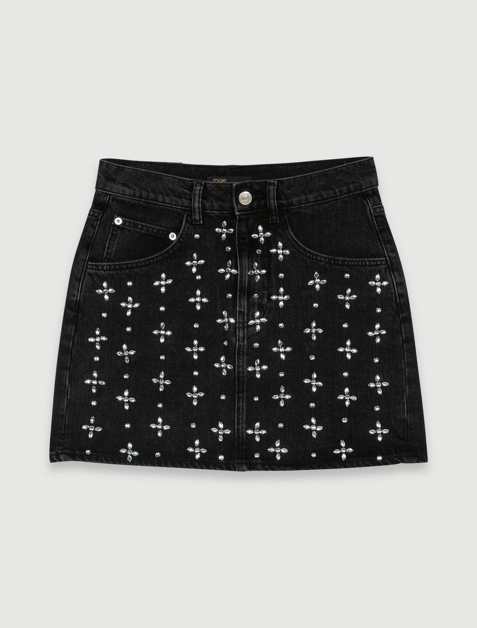 Jupe courte denim à strass