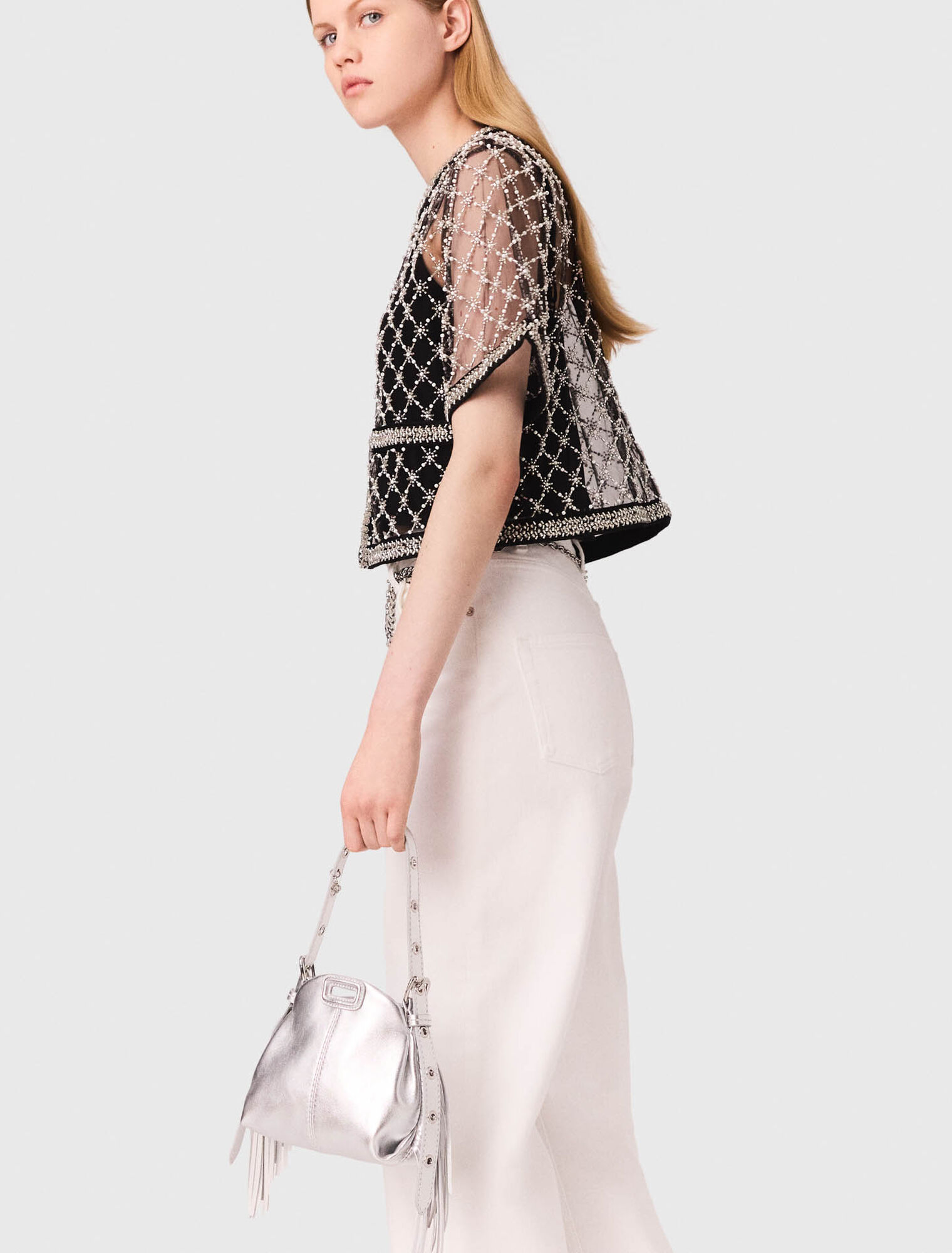 Top en tulle brodé