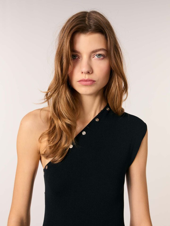 Robe longue en maille asymétrique
