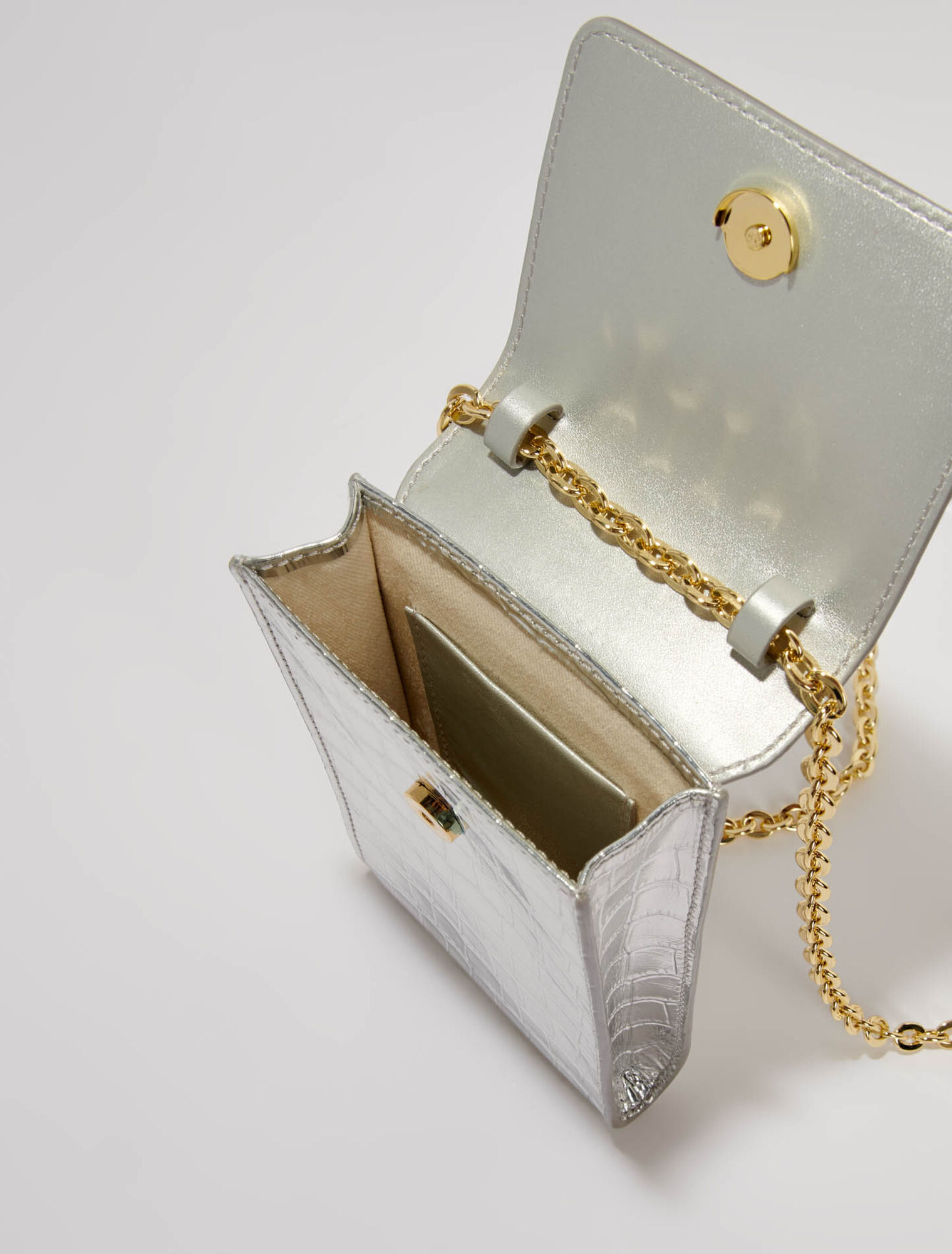 Pochette en cuir embossé métallisé