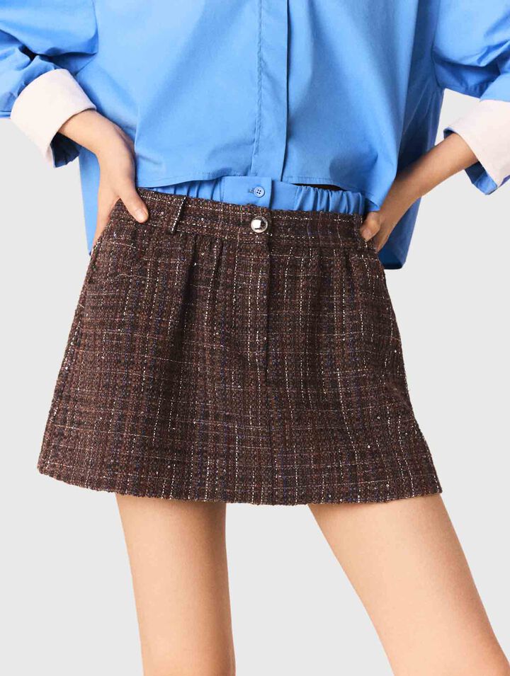 Short en tweed avec bande élastique