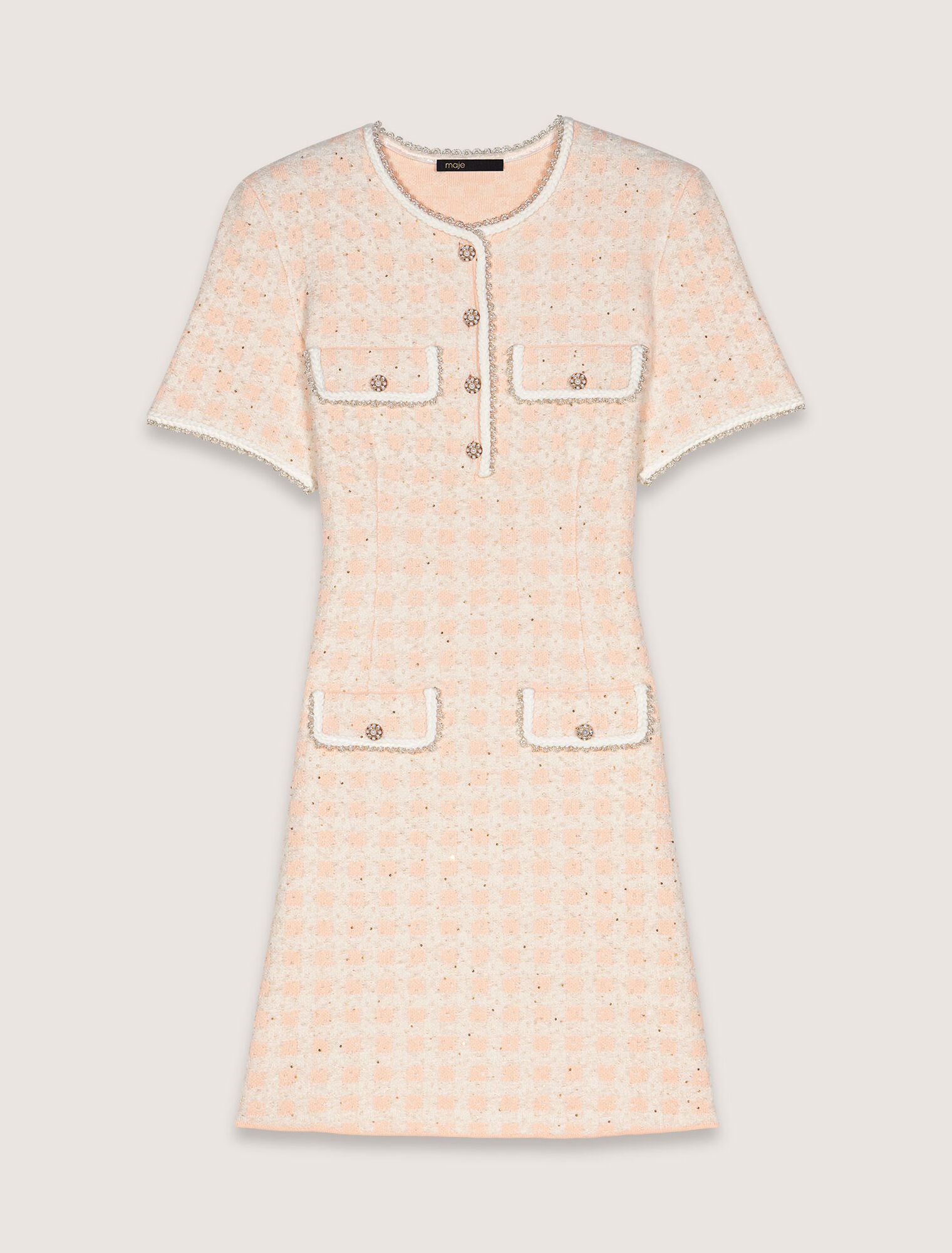 Robe courte en maille effet tweed