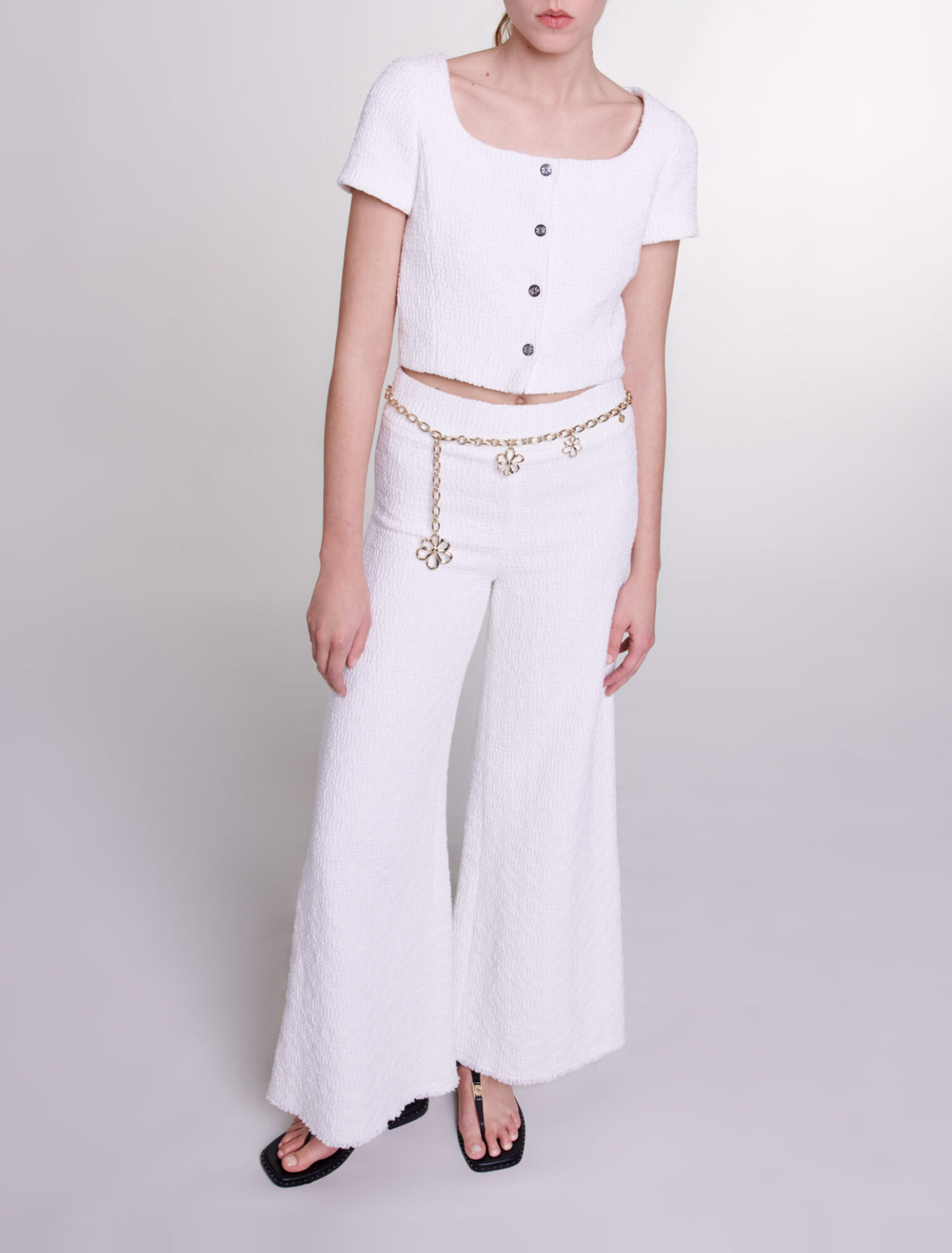 Pantalon large en tweed