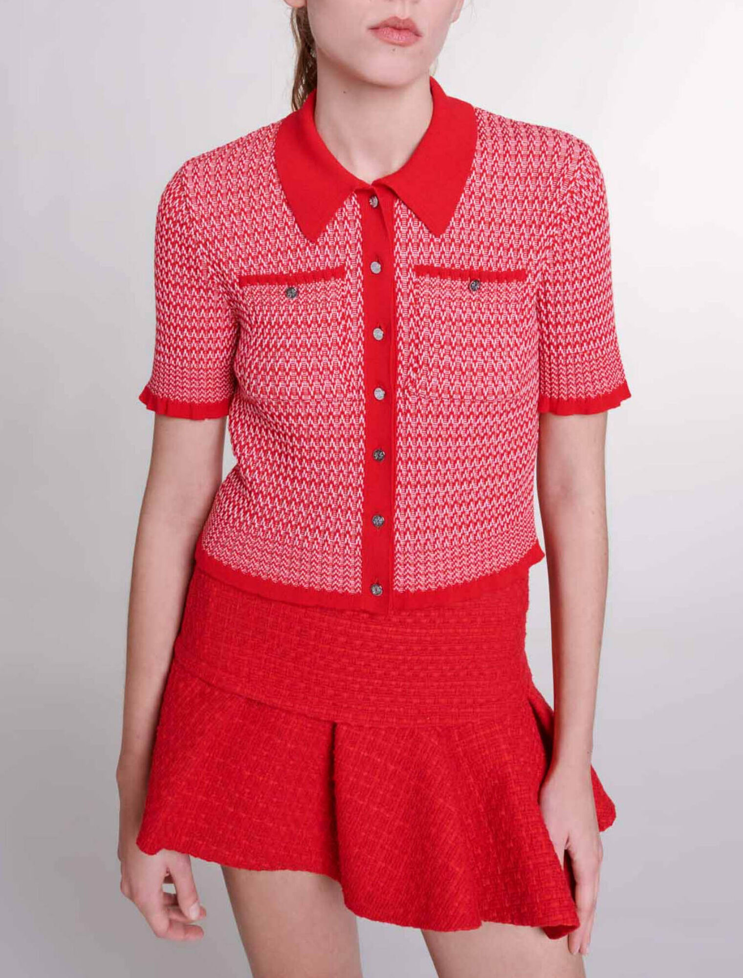 Mini-jupe en tweed asymétrique
