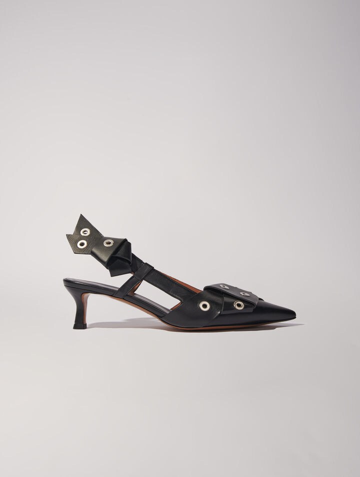 Escarpins pointus à détail noeud