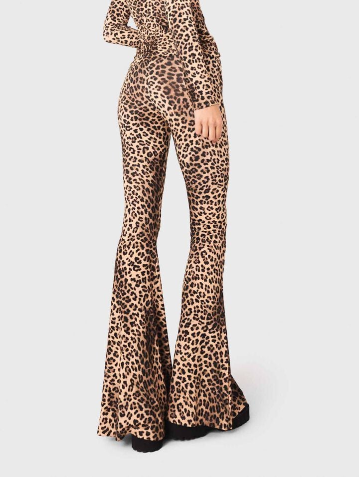 Legging évasé en imprimé léopard