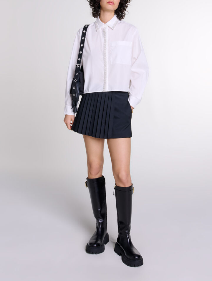 Chemise courte orn&eacute;e de perles