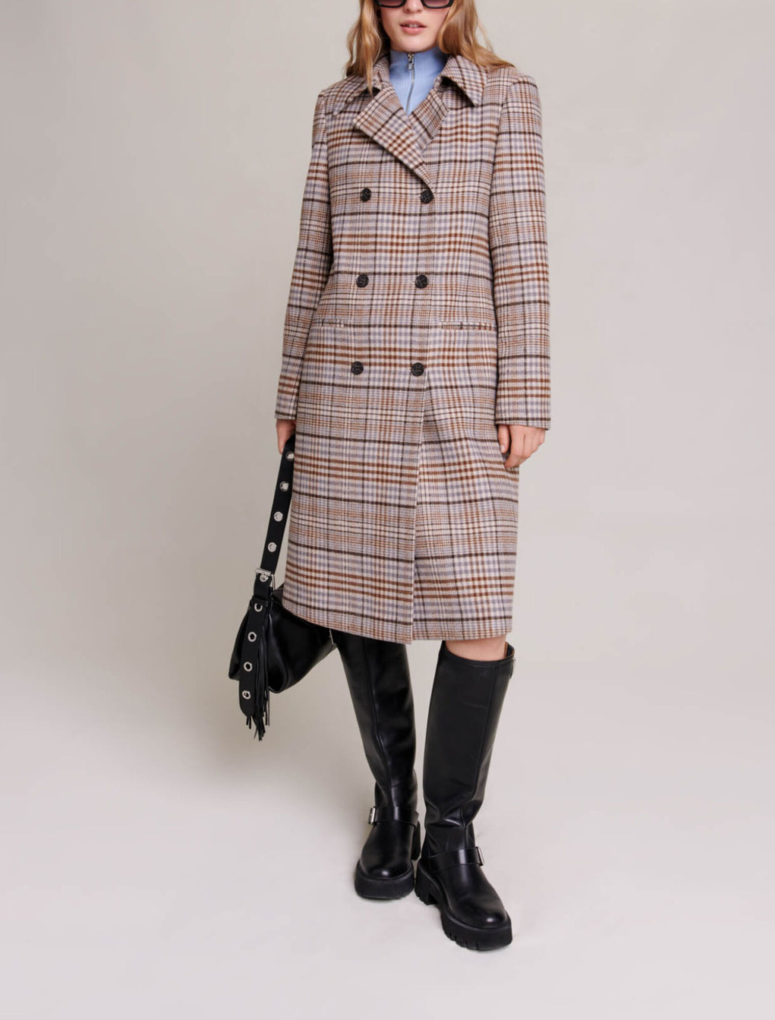 Manteau long à carreaux