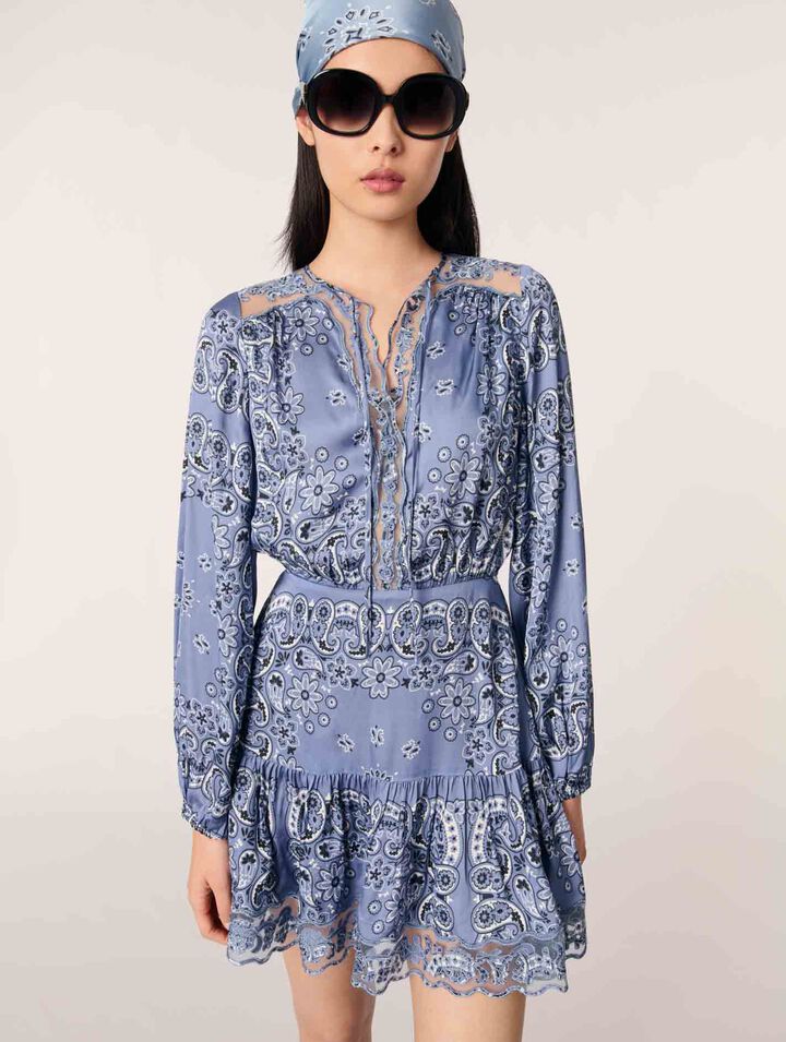 Robe courte fluide imprimée