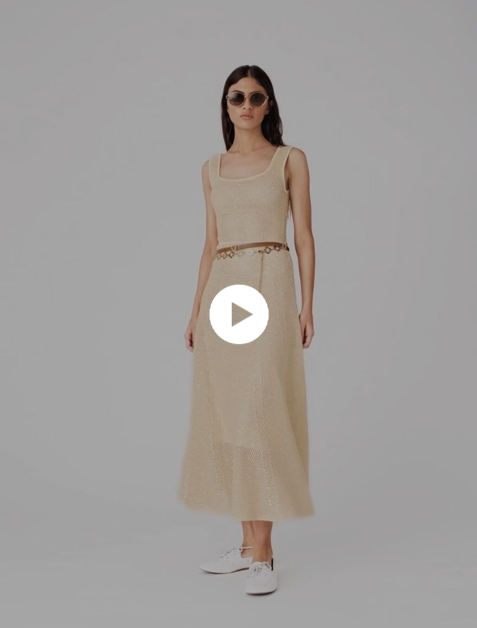 Robe longue en maille strass&eacute;e