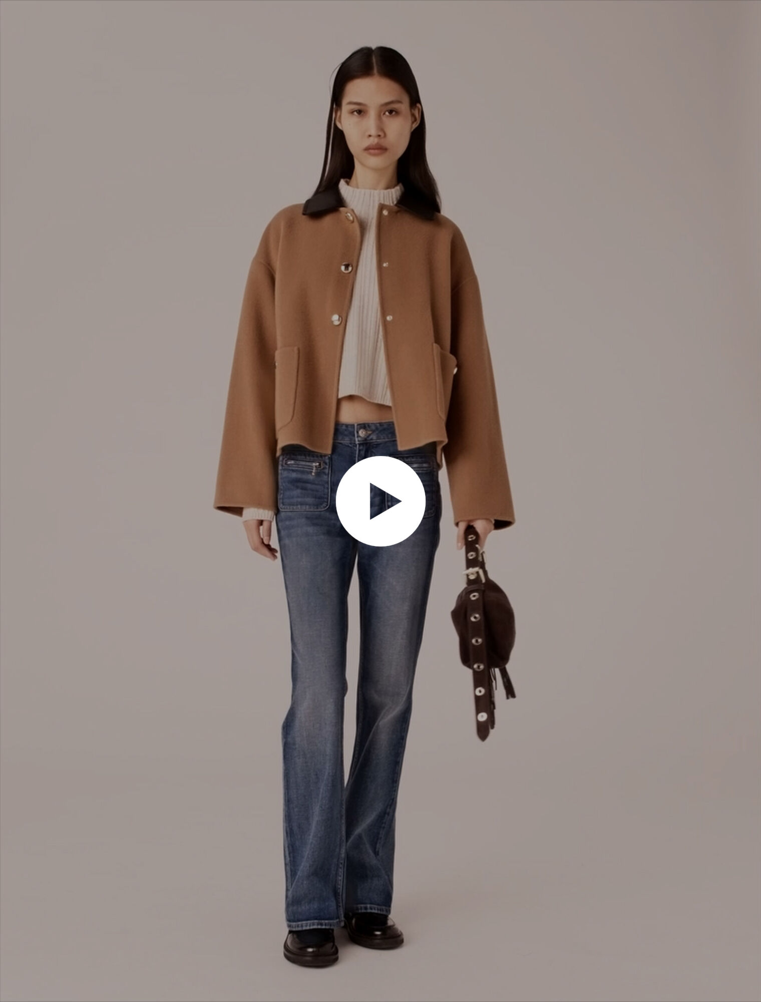 Manteau double face et col en cuir