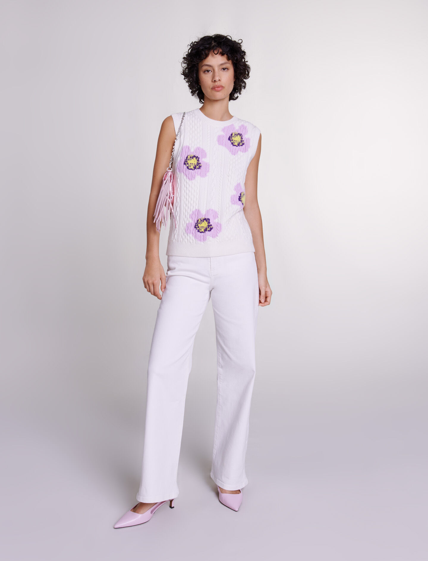 Pull sans manches orne de fleurs Pulls Maje