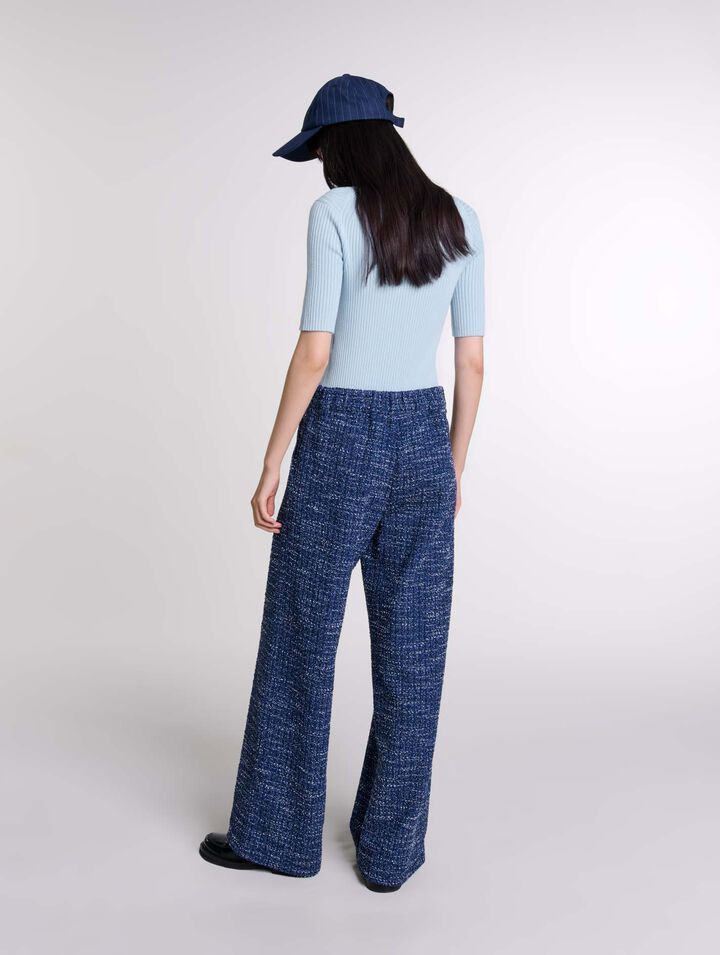 Pantalon large en tweed