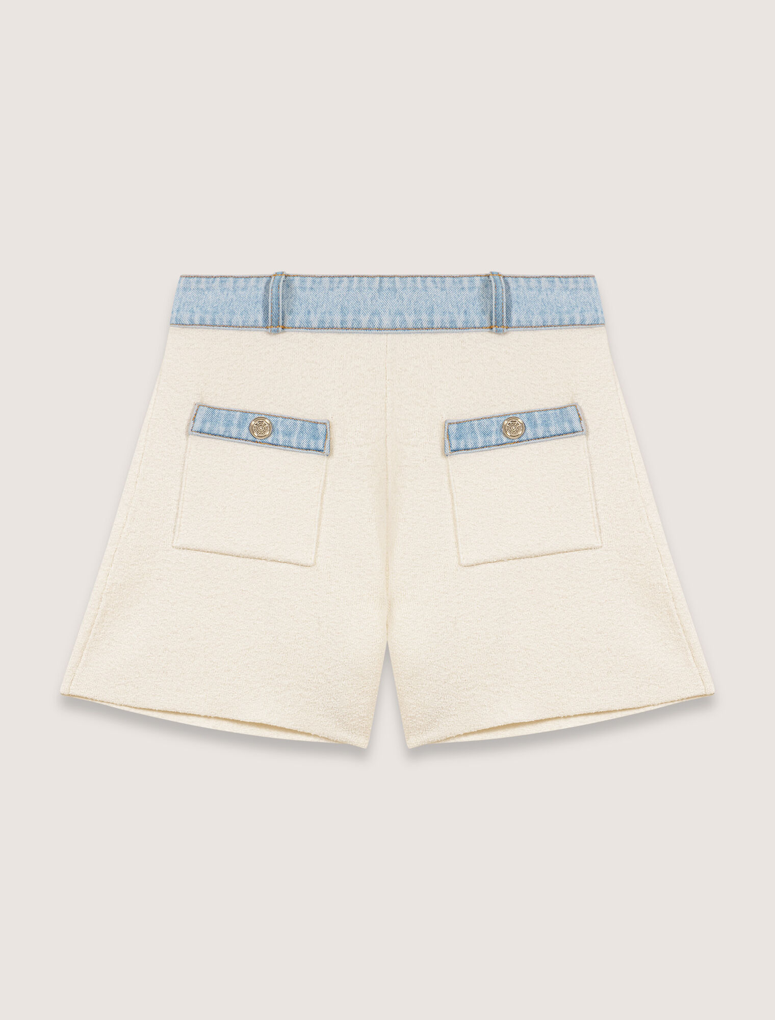 Short en maille et galons denim