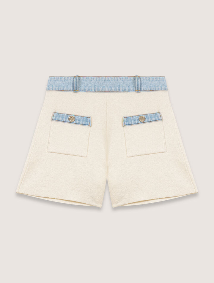 Short en maille et galons denim
