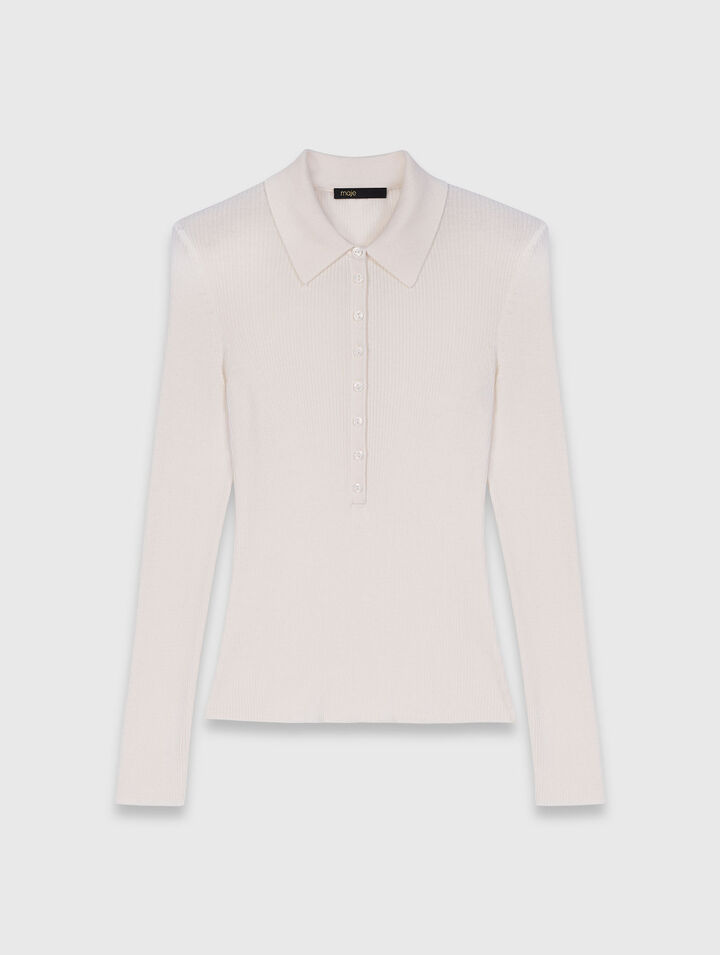 Pull cotelé à col polo