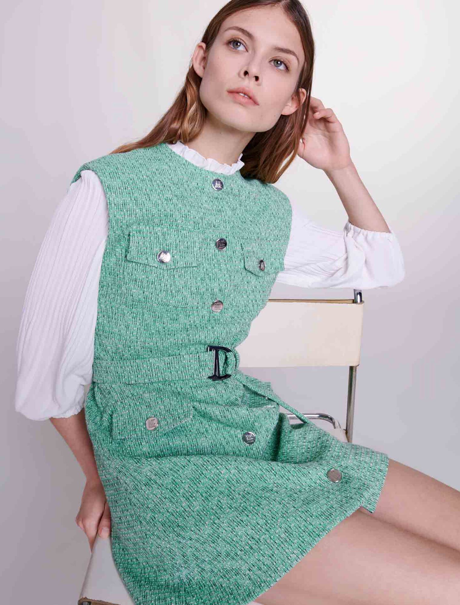Robe bimatière en tweed