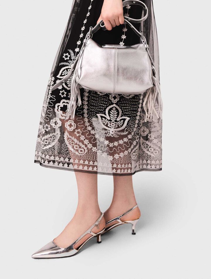 Jupe longue en tulle brodé