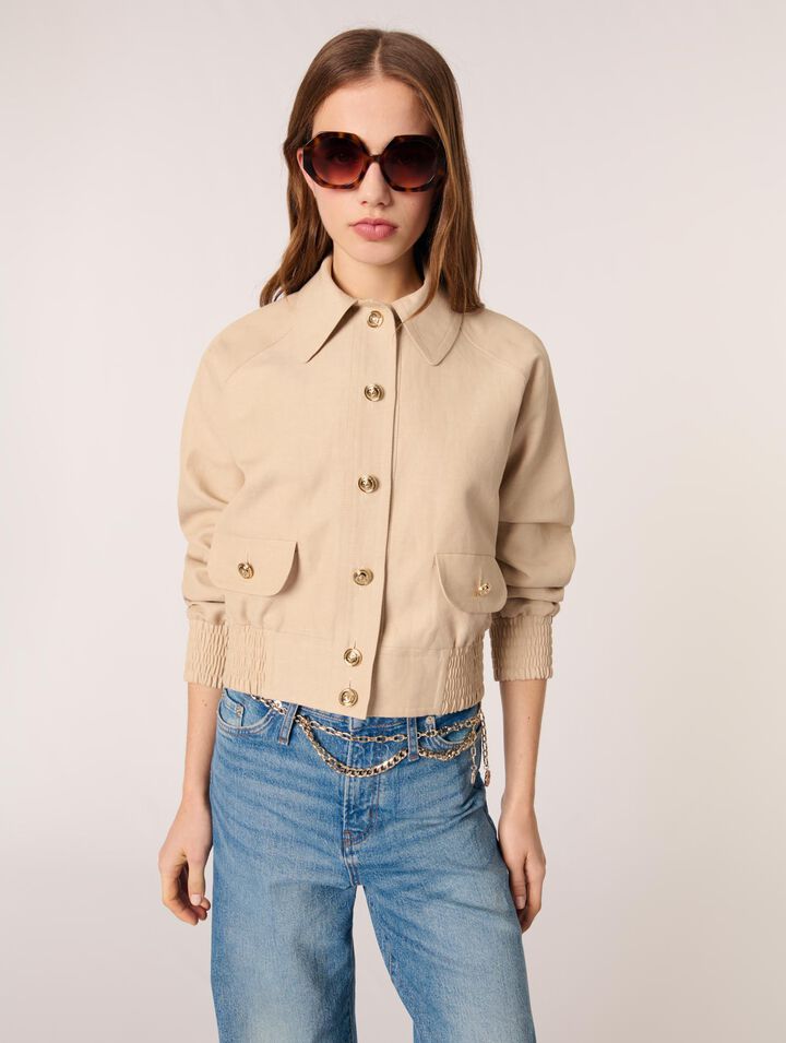 Blouson bomber en lin et coton