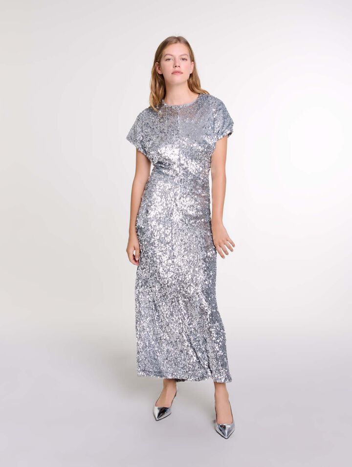 Robe longue en sequins