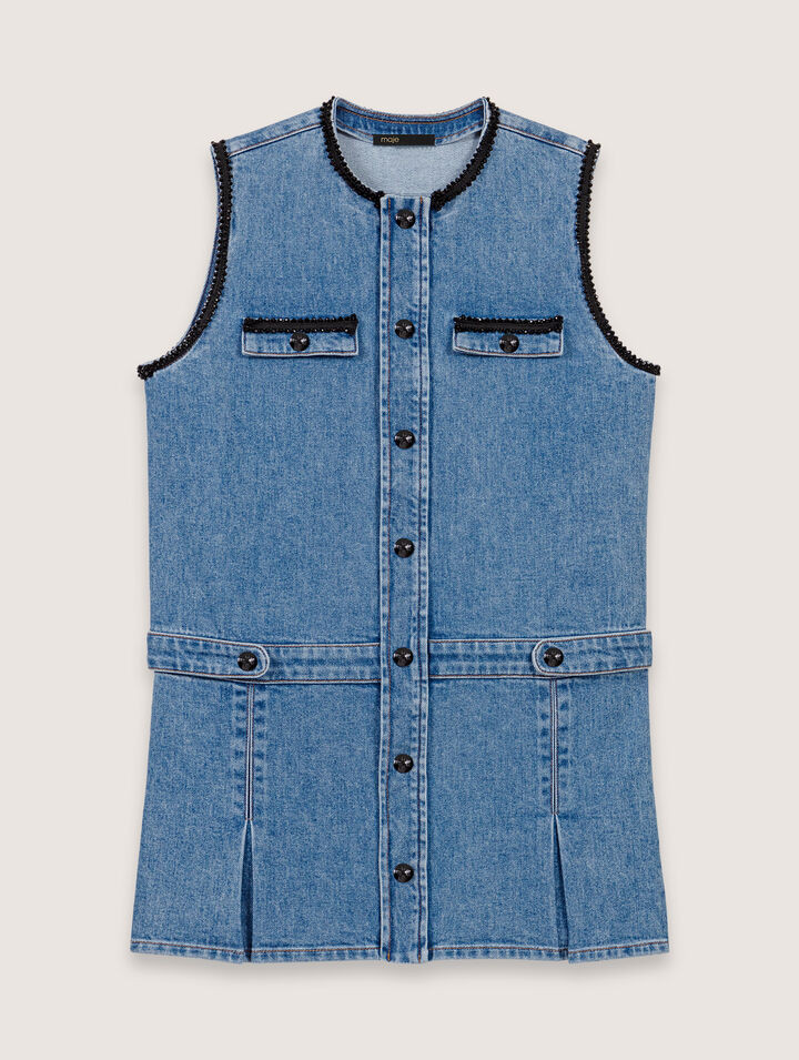 Robe en denim et galons brodés
