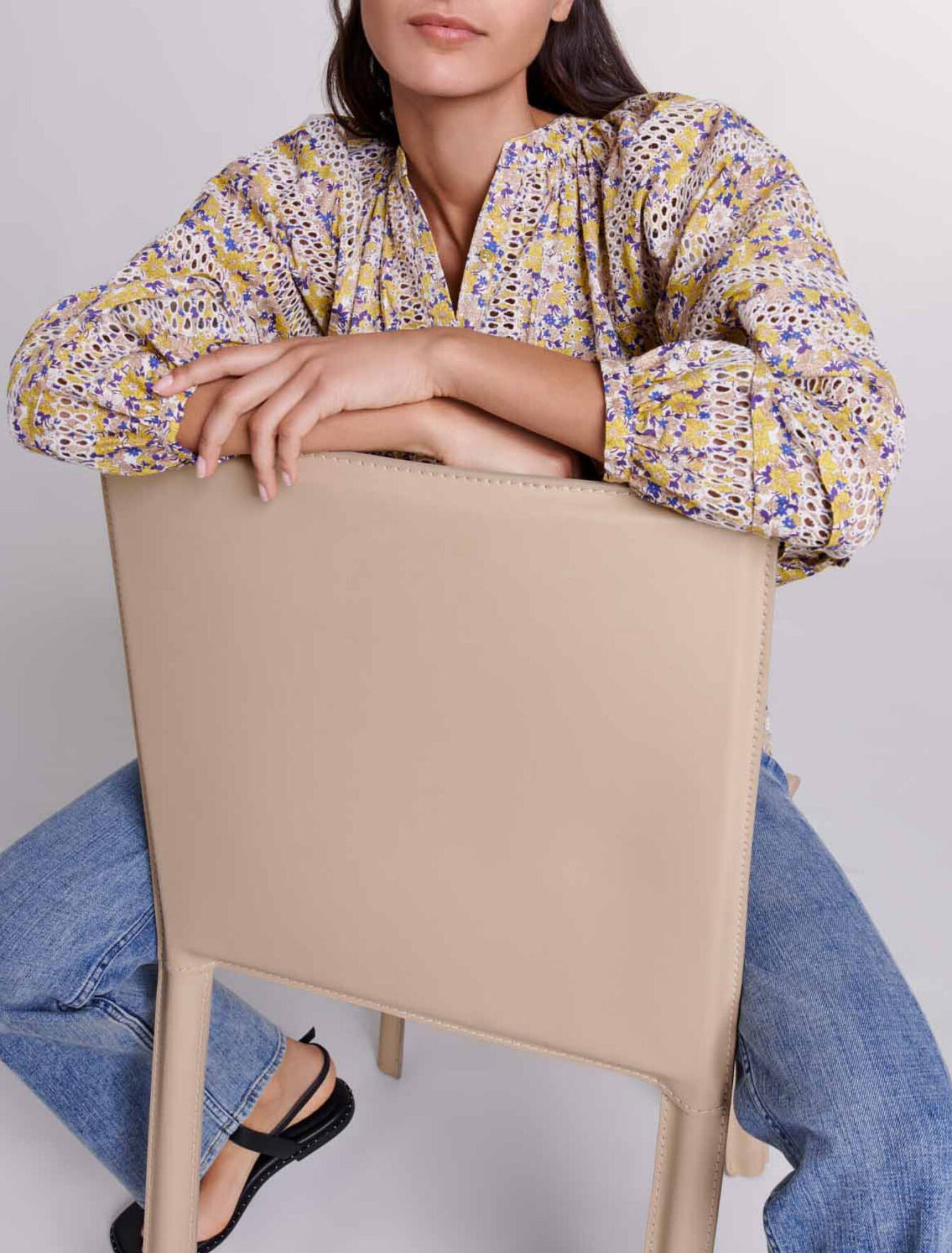 Blouse imprimée et brodée