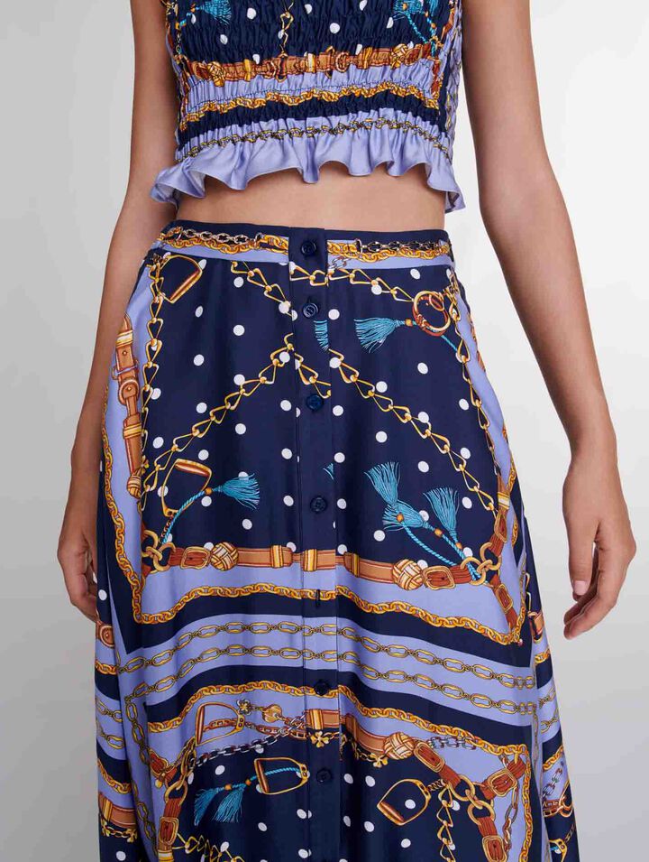 Jupe short satinée imprimée 
