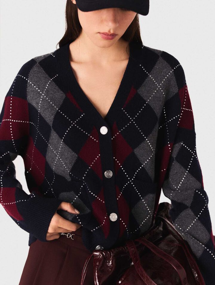 Cardigan court à motif argyle