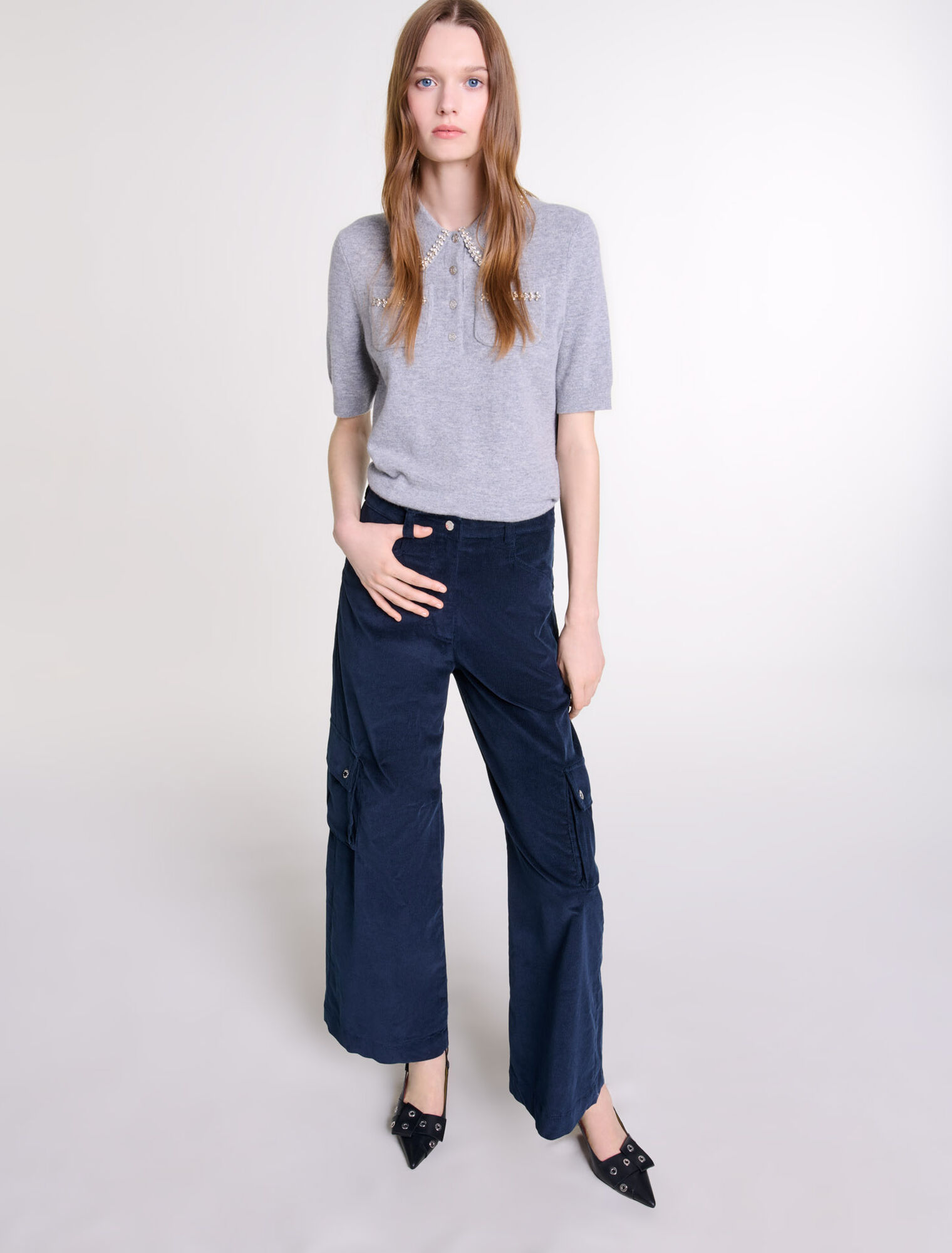 Pantalon cargo en velours